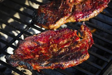 Sığır eti ızgara biftek. Izgara et. Kimse, makro bakış açısı.