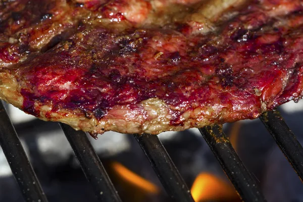 Beef Steak Grill Grilled Meat Nobody Macro Perspective — Stock Photo, Image
