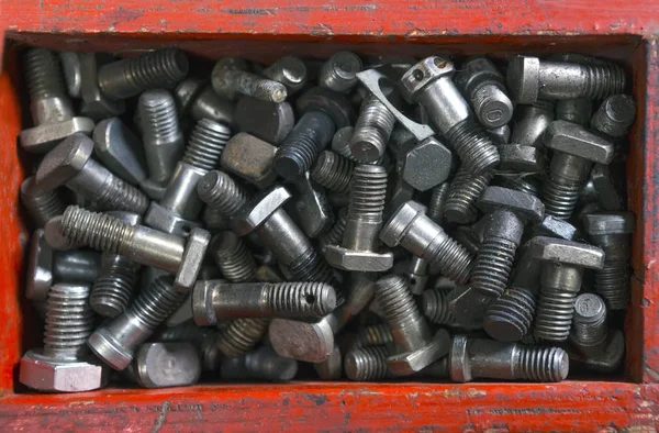 Toolbox Old Wooden Box Metal Bolt — Stock Photo, Image