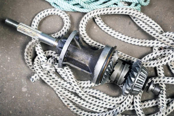 Boat Gears Made Stainless Steel Ropes — Stock Photo, Image