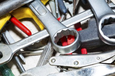 Farklı eski araçlar Derma arka plan. Makro çekim