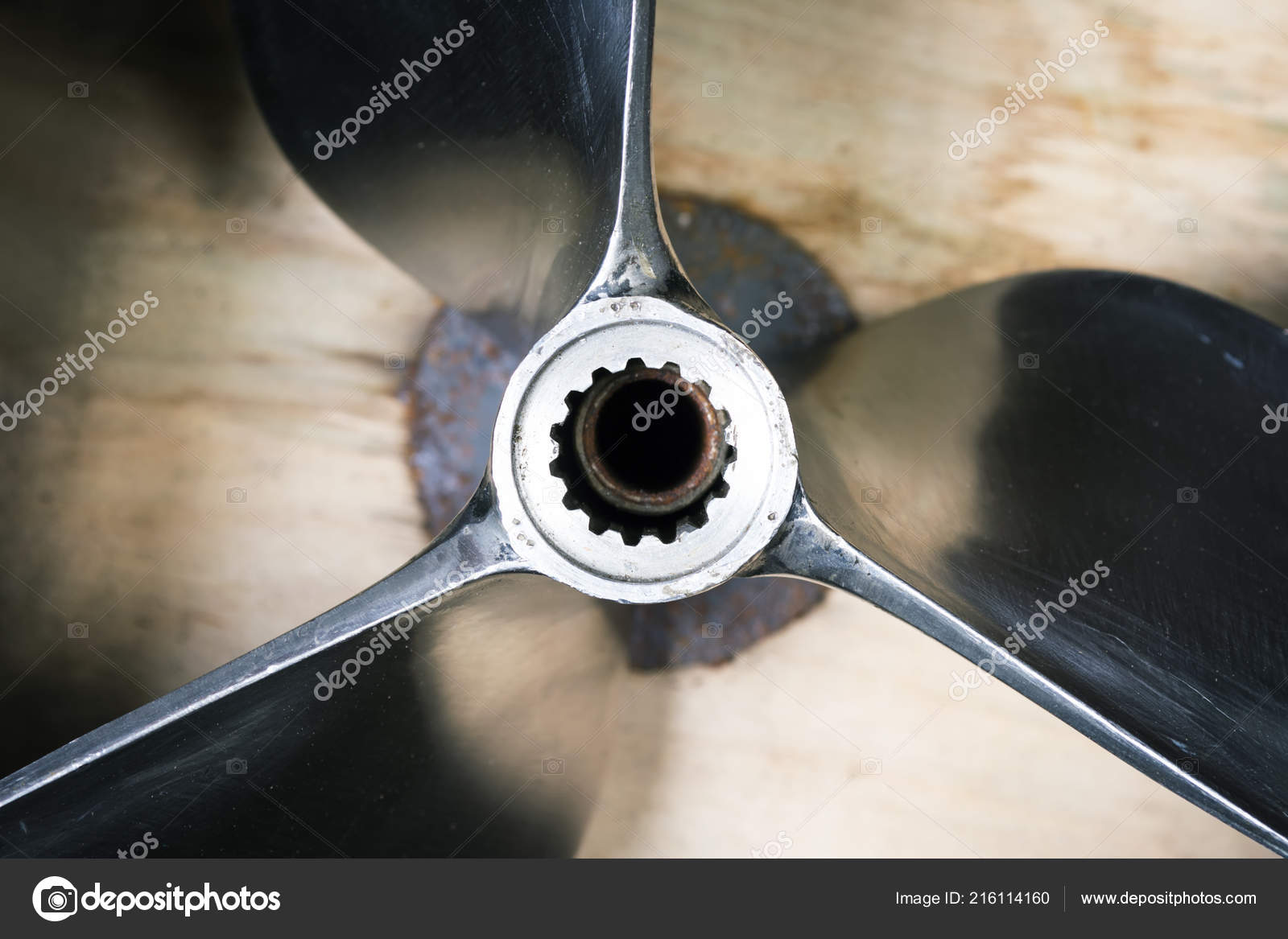 Boat Propeller Speed Boat Made Stainless Steel Macro Shot Stock