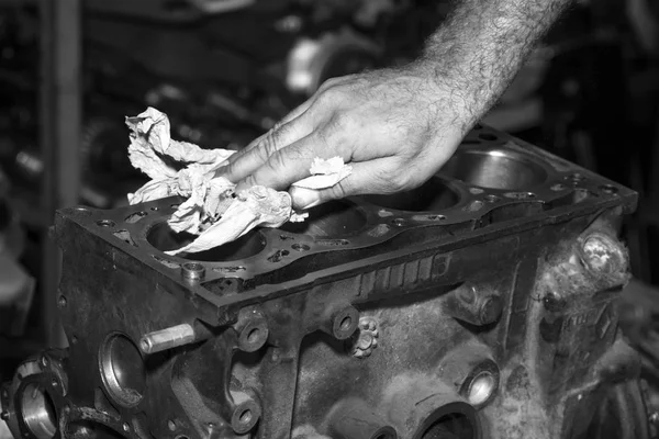 Car Engine Intake Side Receiver Closeup Service — Stock Photo, Image