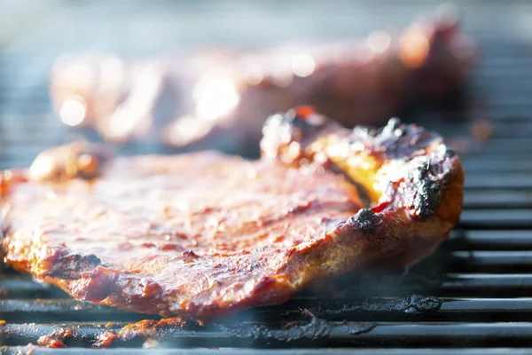 Beef Steak Grill Grilled Meat Nobody Macro Perspective — Stock Photo, Image