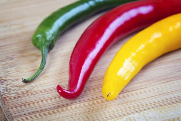 Red, yellow and green hot pepper. — Stock Photo, Image