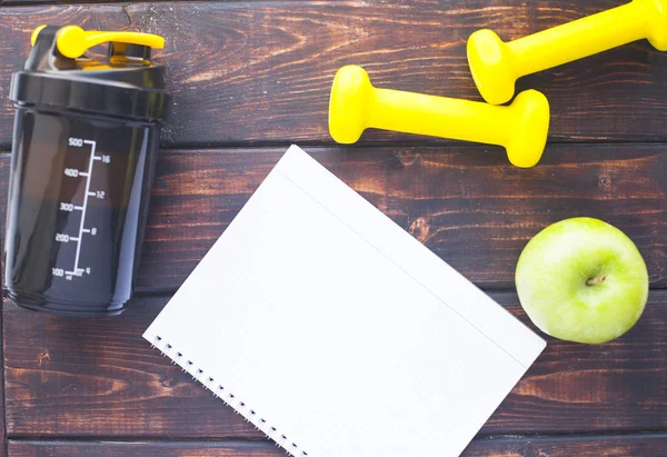 Tempo Para Dieta Emagrecimento Conceito Perda Peso Esporte Fitness Maçã — Fotografia de Stock