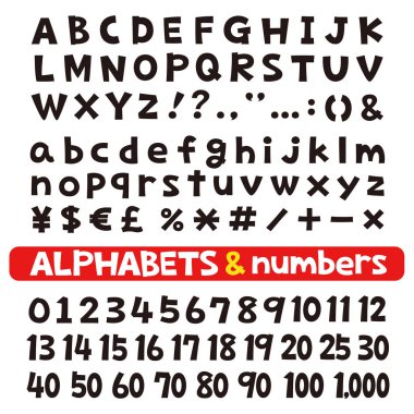 Alphabets and numbers, fonts vector set clipart