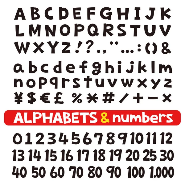 Alphabets Numbers Fonts Vector Set — Stock Vector