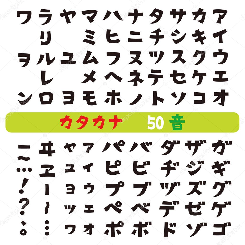 Japanese katakana fonts, vector set