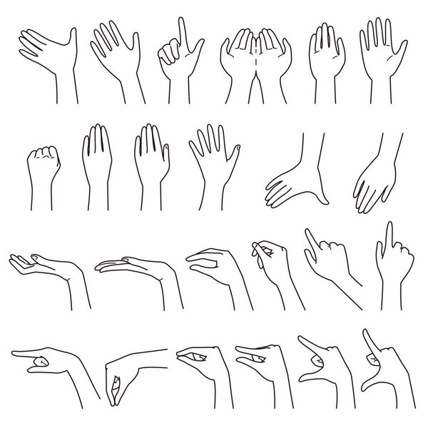 hand gestures 01, vector file set