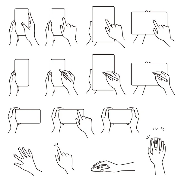 Gestes Main Smartphone Tablette Jeu Fichiers Vectoriels — Image vectorielle