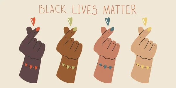 Black Lives Matter Main Humaine Poing Levé Bannière Protestation Sur — Image vectorielle