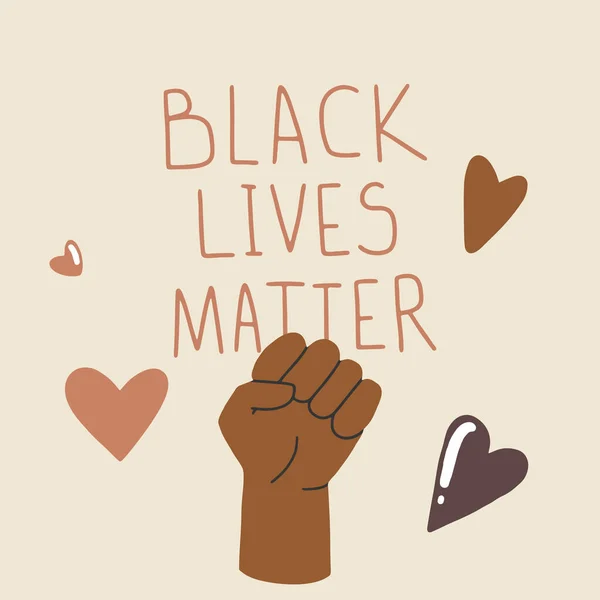 Black Lives Matter Lidská Ruka Zdvihla Pěst Protestujte Proti Lidským — Stockový vektor