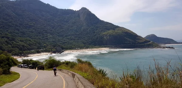 Jazdy Rowerze Tropikalnej Plaży Rio Janeiro Brazylia — Zdjęcie stockowe