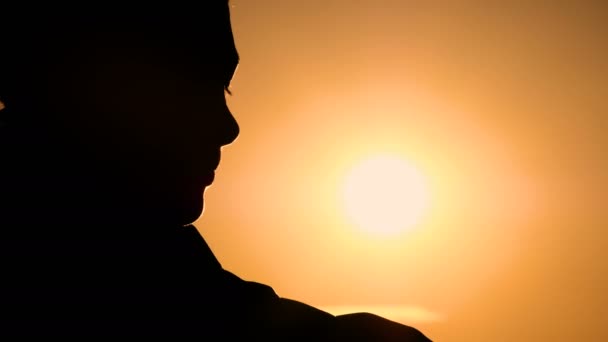 Teenager Opens Lid Bottle Drinks Water Tube Silhouette Young Man — Stock Video