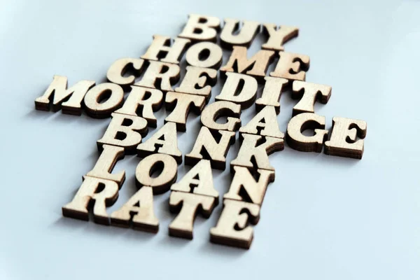 Слова Купити Home Credit Mortgage Bank Loan Rate Лежать Білому — стокове фото