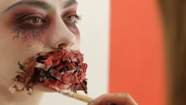 Cosplay Zombie Karneval Den Všech Svatých Nebo Motivem Zlé Strany — Stock video