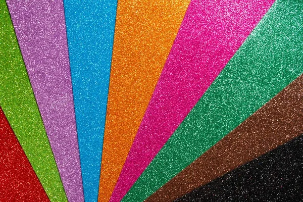 Rouge, orange, vert, bleu, violet paillettes. Fond coloré abstrait brillant ventilateur. Ensemble de papier design pour la décoration et la conception d'images de vacances. Beau matériel d'emballage . — Photo