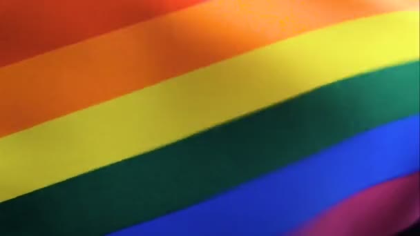 Lgbt Vlag Achtergrond Een Trots Vlag Regenboog Kleuren Sways Wind — Stockvideo