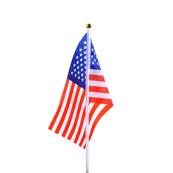 Amerikai asztal zászló-ra egy fehér háttér. A kormány az amerikai tárgyalási vagy híreket. Egy elszigetelt objektum a hivatalos amerikai rendezvények megtervezésén. — Stock Fotó