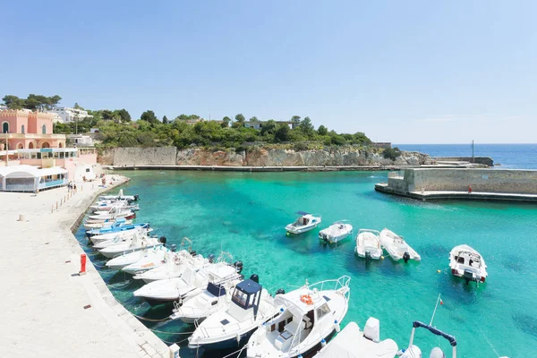 Apulia Tricase Porto Italy Motor Boats Seaport Tricase Porto — Stock Photo, Image