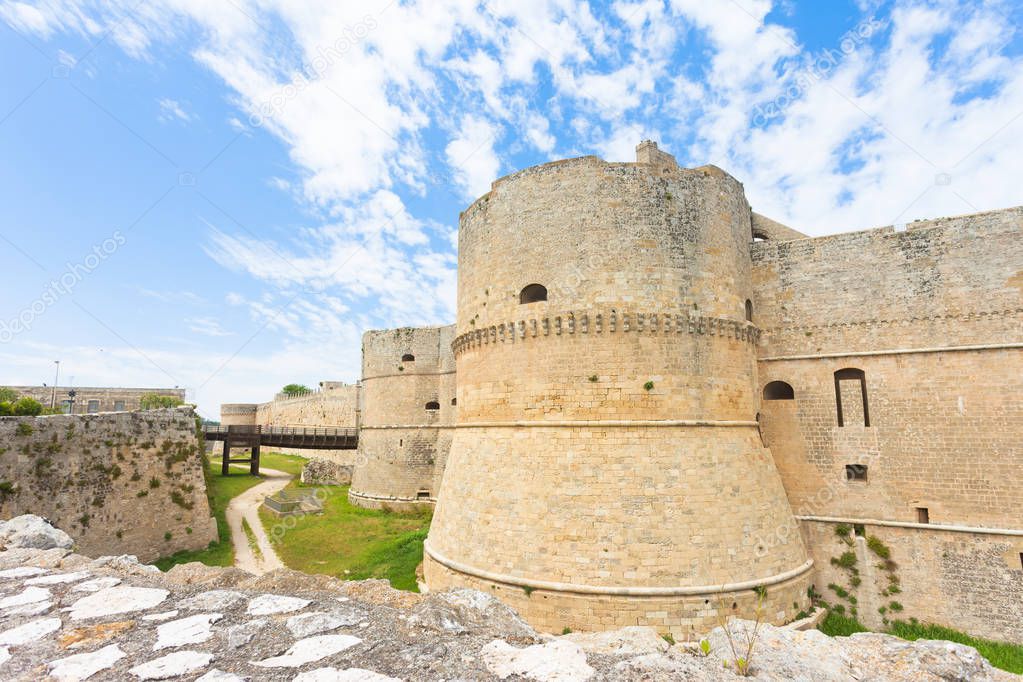 Otranto, Apulia, Italy - A historical defense tower as part of the city wall of Otranto in Italy