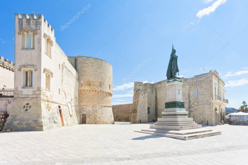 Otranto, Apulia, Italy - A historic statue at the city gate of Otranto
