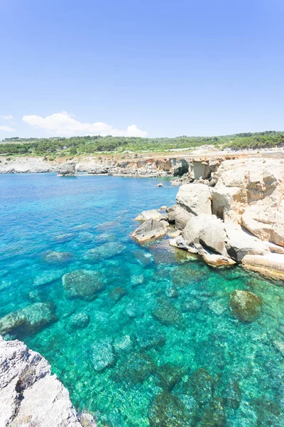 Torre Die Miggiano Apulia Italien Türkisfarbenes Wasser Hafen Von Torre — Stockfoto