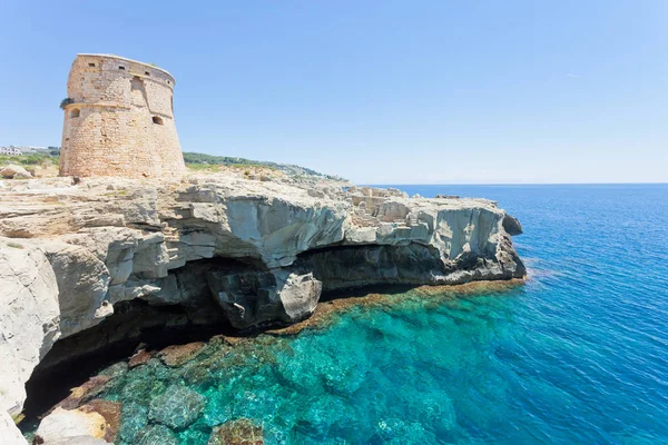 Torre Miggiano Apulien Italien Simning Vid Den Försvar Torn Miggiano — Stockfoto