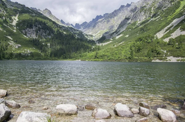 Lago Moraine Dammed Popradske Pleso Naturaleza Asombrosa Montañas Tatra Eslovaquia — Foto de Stock