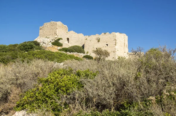 Rovine Del Castello Kastellos Kritinia Rodi Grecia — Foto Stock