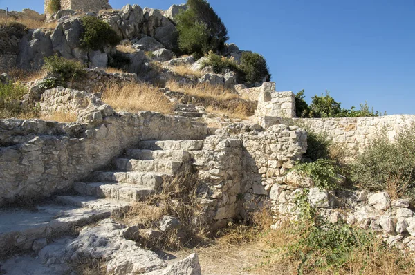 Ruinerna Kastellos Slottet Kritinia Rhodos Grekland — Stockfoto