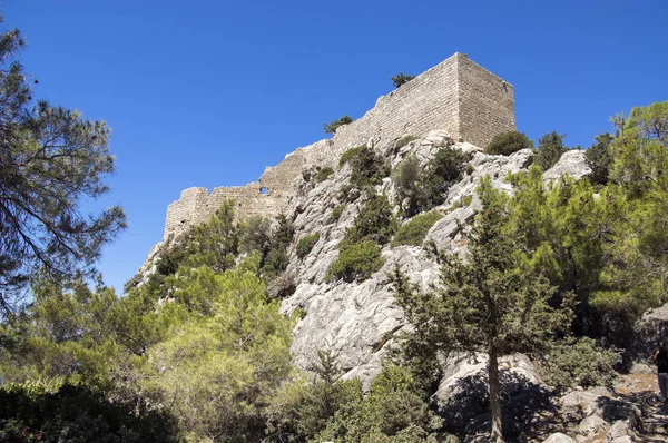 Zamek Monolithos Ruiny Średniowiecznego Zamku Szczycie Skały Rodos Grecja — Zdjęcie stockowe
