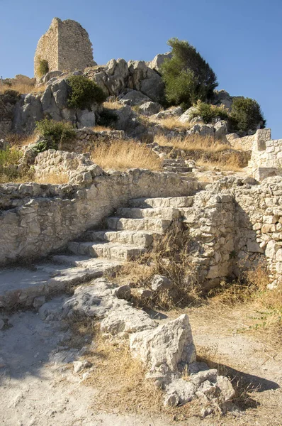 Ruinerna Kastellos Slottet Kritinia Rhodos Grekland — Stockfoto