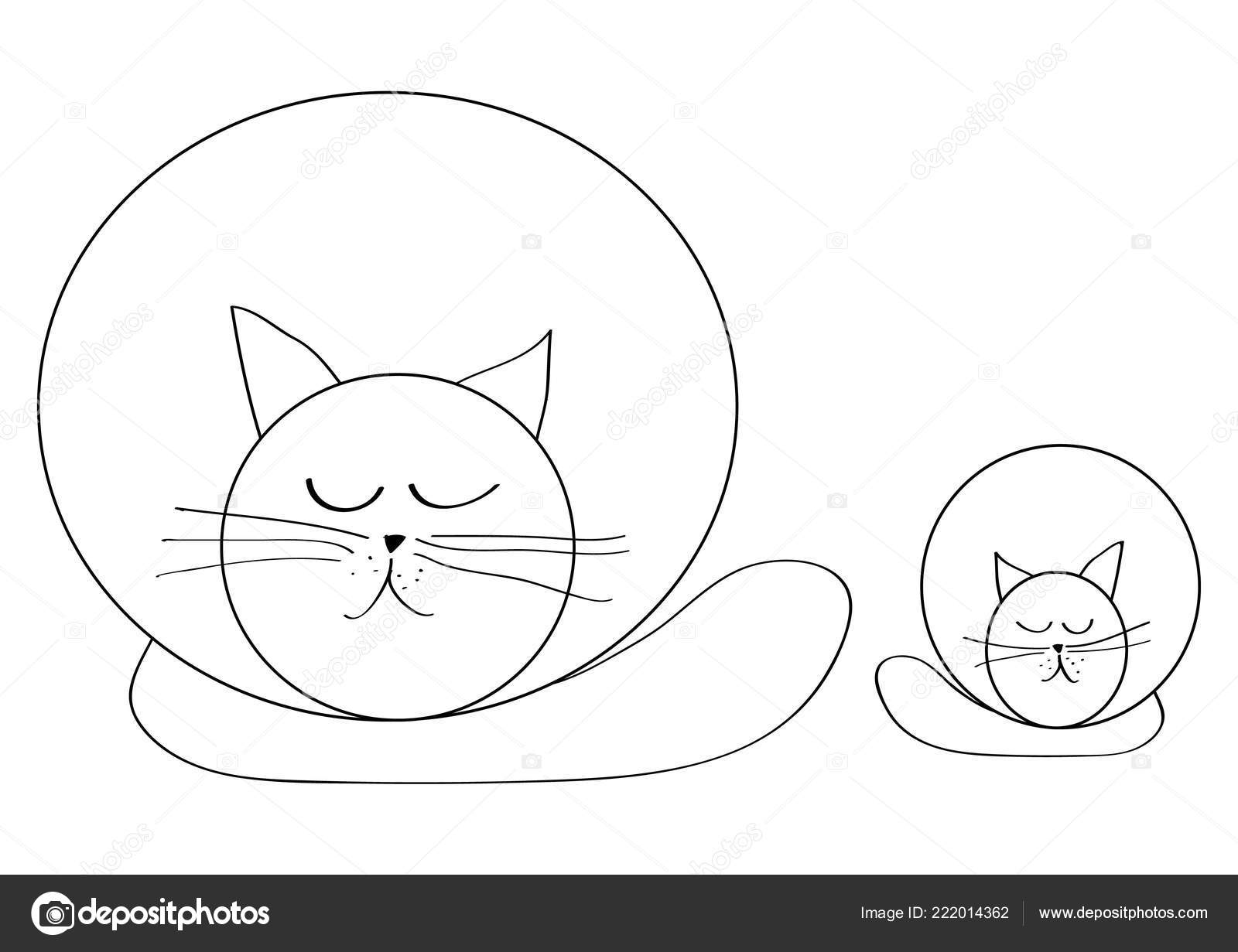 Simple Cat Kitty Drawing Two Objects Small Big Sleeping Cats Vector Image By C Ivusakzkrabice Vector Stock Simple Cat Kitty Drawing Two Objects Small Big Sleeping Cats Vector Image By C Ivusakzkrabice Vector Stock