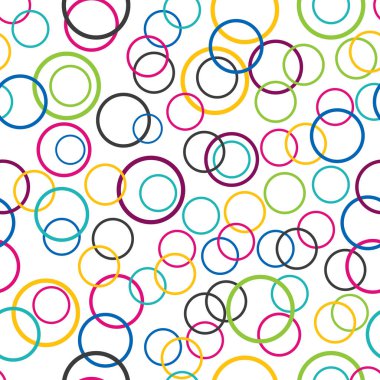 Sorunsuz arka plan, beyaz arka plan, daire halkaları noktalı, kabarcıklar, sıcak renkler