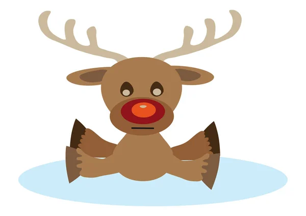 Renos Accidente Hielo Tarjeta Navidad Dibujos Animados — Vector de stock