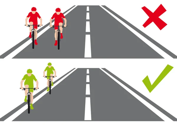 Sécurité Sur Route Deux Vélos Comment Comporter Sur Route Les — Image vectorielle