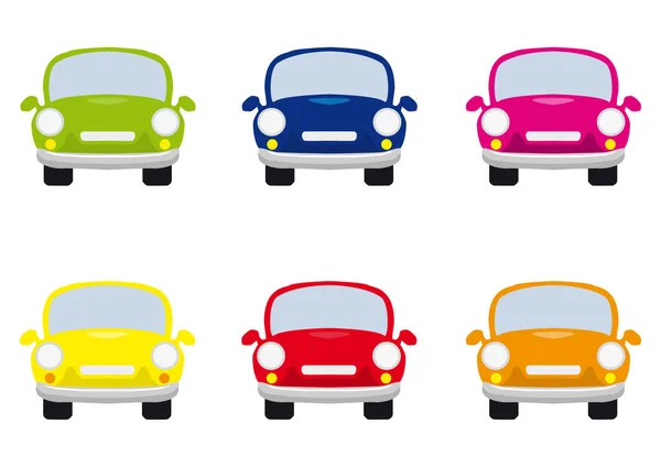 Colorate Icone Auto Set Gruppo Sei Veicoli Roud Vari Colori — Vettoriale Stock
