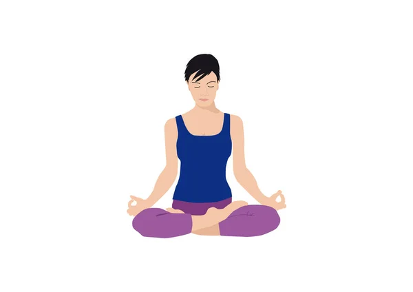 Handrawn Woman Short Hair Practicing Yoga Lotus Position Padmasana Royalty Free Stock Illustrations