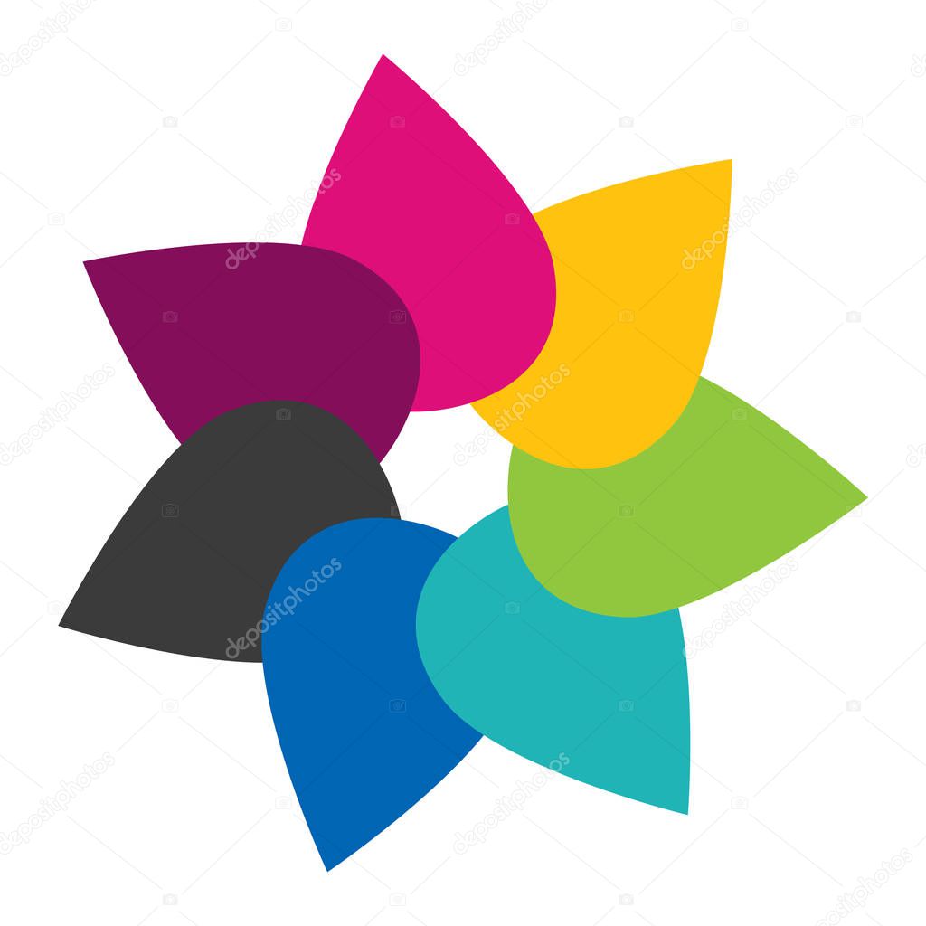 Flower icon, seven color tears like flower petals