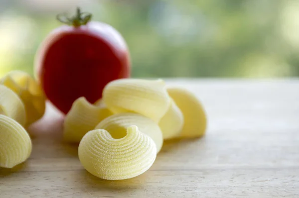 Red Tomato Various Mix Pasta Wooden Table Ready Cooking Italian — Stock Photo, Image