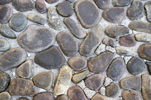 Detal Ściany Wykonane Kamieni Rzecznych Ściany Bruk Kamień Tło Ciemne — Zdjęcie stockowe
