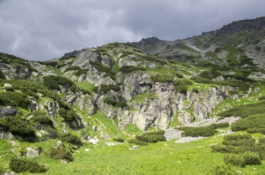 Yüksek Tatras, Mlynska Dolina, turistik iz ile vahşi Slovakya Dağları vadide