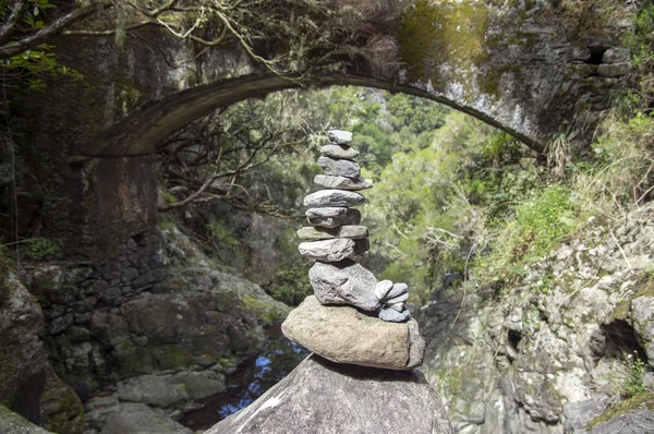 Stone Cairn Bridge Rabacal Madeira Island Portugal — Stock Photo, Image