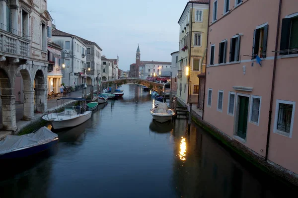 Juin 2017 Début Soirée Dans Les Rues Chioggia Scène Romantique — Photo