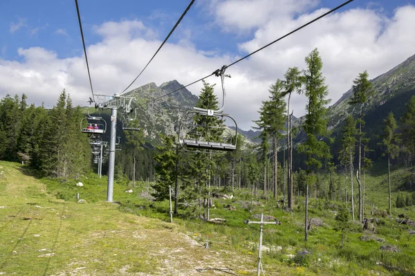 Lanovka Vysokých Tatrách Přechod Štrbské Pleso Solisko Úžasné Letní Příroda — Stock fotografie