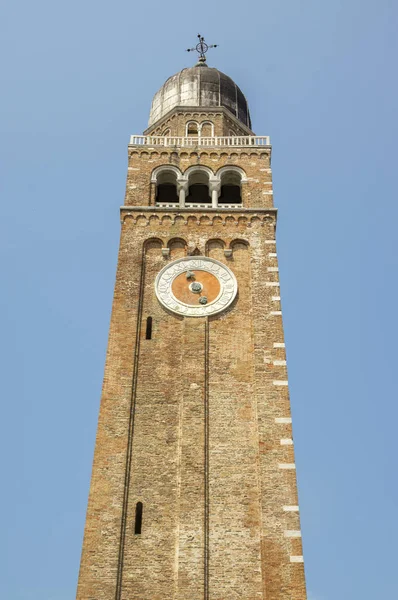 Cathedrale Santa Maria Assunta Torre Relógio Igreja Chioggia Itália Dia — Fotografia de Stock