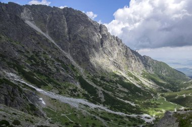 Mala studena dolina hiking trail Yüksek Tatras, yaz turizm sezonu, vahşi doğa, turistik iz