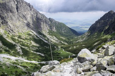 Mala studena dolina hiking trail Yüksek Tatras, yaz turizm sezonu, vahşi doğa, turistik iz